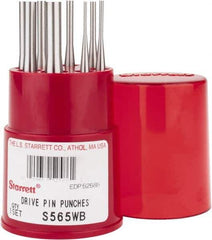 Starrett - 8 Piece, 1/16 to 5/16", Pin Punch Set - Round Shank, Comes in Round Container - Best Tool & Supply