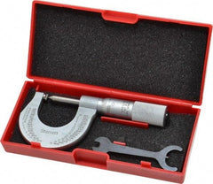 Starrett - 0 to 1" Range, Mechanical Screw Thread Micrometer - Plain Thimble, 0.001" Graduation, 0.004mm Accuracy - Best Tool & Supply