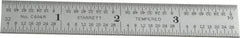 Starrett - 4" Long, 1/64, 1/32, 1/16, 1/8" Graduation, Rigid Spring Steel Rule - 4R Graduation Style, 5/8" Wide, Silver, Satin Chrome Finish - Best Tool & Supply