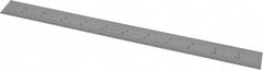 Starrett - 12" Long, 1/64, 1/32, 1/16, 1/8" Graduation, Rigid Spring Steel Rule - 4R Graduation Style, 1" Wide, Silver, Satin Chrome Finish - Best Tool & Supply