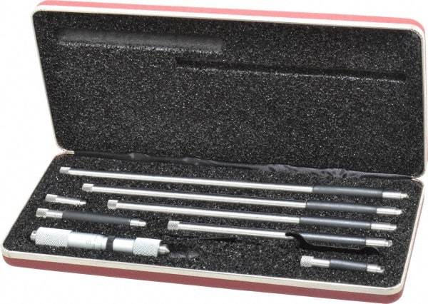 Starrett - 4 to 24 Inch Range, Satin Chrome Coated, Mechanical Inside Tubular Micrometer - 0.001 Inch Graduation, 0.0001 Inch Accuracy - Best Tool & Supply