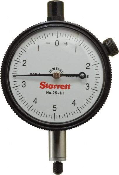 Starrett - 0.025" Range, 0-5-0 Dial Reading, 0.0001" Graduation Dial Drop Indicator - 2-1/4" Dial, 0.01" Range per Revolution - Best Tool & Supply