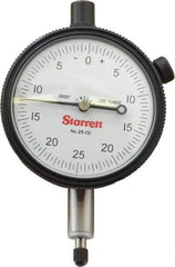 Starrett - 1/8" Range, 0-25-0 Dial Reading, 0.0005" Graduation Dial Drop Indicator - 2-1/4" Dial, 0.05" Range per Revolution, Revolution Counter - Best Tool & Supply