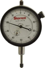 Starrett - 1/2" Range, 0-50-0 Dial Reading, 0.001" Graduation Dial Drop Indicator - 2-1/4" Dial, 0.1" Range per Revolution, Revolution Counter - Best Tool & Supply