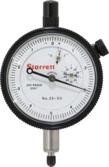 Starrett - 0.2" Range, 0-5-0 Dial Reading, 0.0001" Graduation Dial Drop Indicator - 2-1/4" Dial, 0.01" Range per Revolution, Revolution Counter - Best Tool & Supply