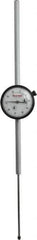 Starrett - 4" Range, 0-100 Dial Reading, 0.001" Graduation Dial Drop Indicator - 2-1/4" Dial, 0.1" Range per Revolution, Revolution Counter - Best Tool & Supply