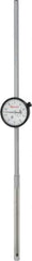 Starrett - 5" Range, 0-100 Dial Reading, 0.001" Graduation Dial Drop Indicator - 2-1/4" Dial, 0.1" Range per Revolution, Revolution Counter - Best Tool & Supply