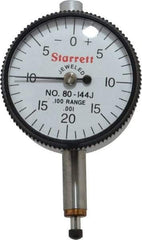 Starrett - 0.1" Range, 0-20-0 Dial Reading, 0.001" Graduation Dial Drop Indicator - 1-1/4" Dial, 0.04" Range per Revolution, Revolution Counter - Best Tool & Supply