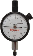 Starrett - 0.1" Range, 0-20-0 Dial Reading, 0.001" Graduation Dial Drop Indicator - 1-11/16" Dial, 0.04" Range per Revolution, Revolution Counter - Best Tool & Supply