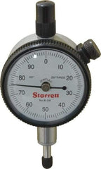 Starrett - 1/4" Range, 0-100 Dial Reading, 0.001" Graduation Dial Drop Indicator - 1-11/16" Dial, 0.1" Range per Revolution, Revolution Counter - Best Tool & Supply