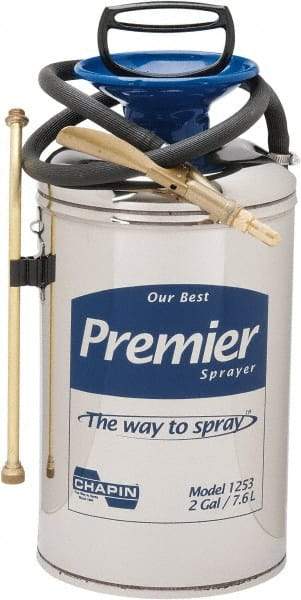 Chapin - 2 Gal Garden Hand Sprayer - Stainless Steel Tank, Wide Mouth, Reinforced Hose, For Industrial Applications - Best Tool & Supply