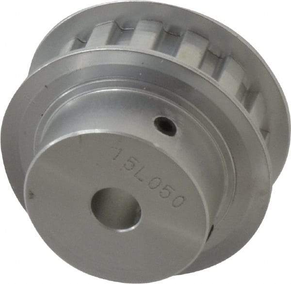 Power Drive - 15 Tooth, 3/8" Inside x 1.76" Outside Diam, Hub & Flange Timing Belt Pulley - 1/2" Belt Width, 1.79" Pitch Diam, 0.719" Face Width, Aluminum - Best Tool & Supply