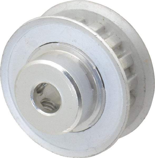 Power Drive - 15 Tooth, 1/4" Inside x 0.935" Outside Diam, Hub & Flange Timing Belt Pulley - 1/4" Belt Width, 0.955" Pitch Diam, 0.438" Face Width, Aluminum - Best Tool & Supply