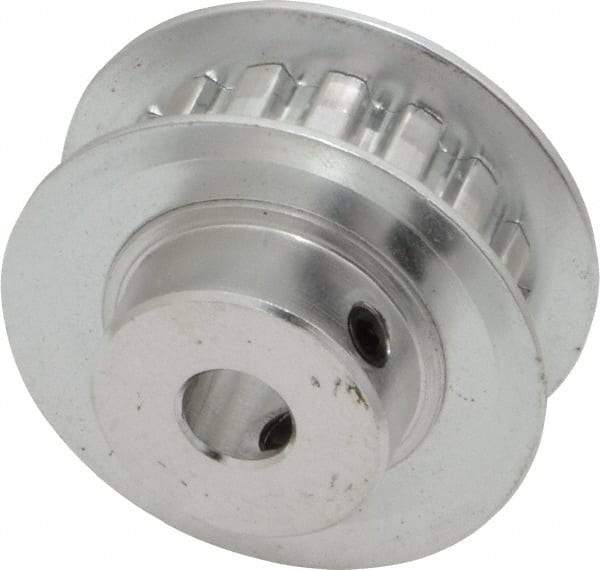 Power Drive - 16 Tooth, 1/4" Inside x 1" Outside Diam, Hub & Flange Timing Belt Pulley - 1/4" Belt Width, 1.019" Pitch Diam, 0.438" Face Width, Aluminum - Best Tool & Supply