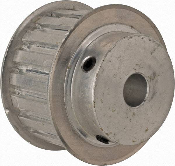 Power Drive - 19 Tooth, 1/2" Inside x 2.238" Outside Diam, Hub & Flange Timing Belt Pulley - 1" Belt Width, 2.268" Pitch Diam, 1-1/4" Face Width, Aluminum - Best Tool & Supply