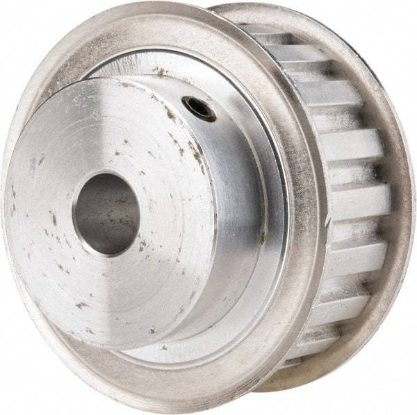 Power Drive - 20 Tooth, 1/2" Inside x 2.357" Outside Diam, Hub & Flange Timing Belt Pulley - 3/4" Belt Width, 2.387" Pitch Diam, 1" Face Width, Aluminum - Best Tool & Supply