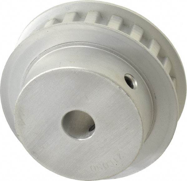 Power Drive - 21 Tooth, 1/2" Inside x 2.477" Outside Diam, Hub & Flange Timing Belt Pulley - 1/2" Belt Width, 2.507" Pitch Diam, 3/4" Face Width, Aluminum - Best Tool & Supply