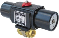 Gemini Valve - 2" Pipe, 720 psi WOG Rating Brass Pneumatic Spring Return with Solenoid Actuated Ball Valve - Reinforced PTFE Seal, Standard Port, Threaded (NPT) End Connection - Best Tool & Supply