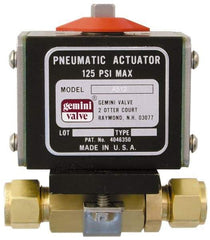 Gemini Valve - 3/4" Pipe, 1,000 psi WOG Rating Brass Pneumatic Double Acting with Solenoid Actuated Ball Valve - Reinforced PTFE Seal, Standard Port, TYLOK (Compression) End Connection - Best Tool & Supply