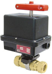 Gemini Valve - 1/2" Pipe, 1,000 psi WOG Rating Brass Electric Actuated Ball Valve - Reinforced PTFE Seal, Standard Port, TYLOK (Compression) End Connection - Best Tool & Supply