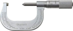 Starrett - 1 to 2" Range, Mechanical Screw Thread Micrometer - Plain Thimble, 0.001" Graduation, 0.004mm Accuracy - Best Tool & Supply