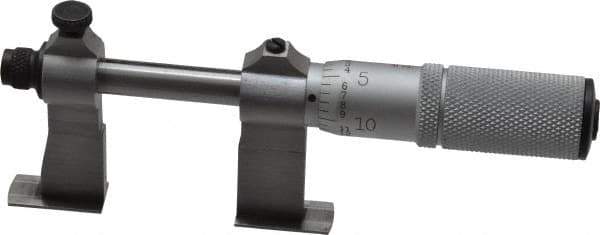 Starrett - 1-1/2 to 2-1/2 Inch Inside Measurement, Satin Chrome Finish, Mechanical Groove Micrometer - 0.001 Inch Graduation, 0.0002 Inch Accuracy, 5/64 Inch Groove Depth, Friction Thimble, Includes Lock Screw - Best Tool & Supply