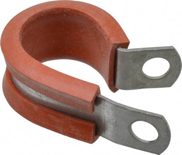 Made in USA - 3/4" Pipe, 3/4" Rod, Cushion Clamp - Gray & Red, Galvanized Steel & Silcone Cushion - Best Tool & Supply