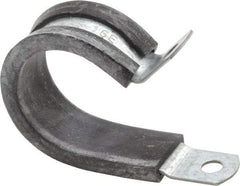 Made in USA - 1" Pipe, 1" Rod, Cushion Clamp - Gray & Black, Galvanized Steel & EPDM Cushion - Best Tool & Supply