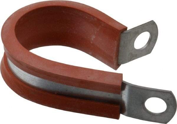 Made in USA - 1" Pipe, 1" Rod, Cushion Clamp - Gray & Red, Galvanized Steel & Silcone Cushion - Best Tool & Supply