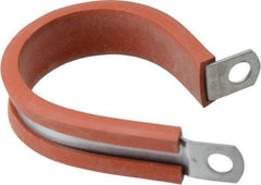 Made in USA - 1-1/2" Pipe, 1-1/2" Rod, Cushion Clamp - Gray & Red, Galvanized Steel & Silcone Cushion - Best Tool & Supply