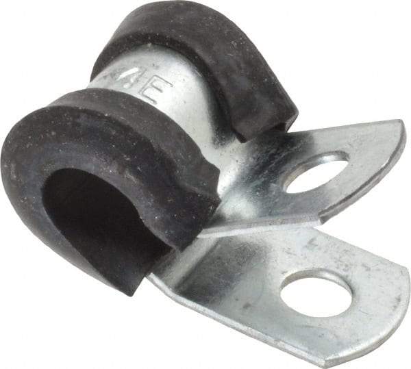 Made in USA - 1/4" Rod, Cushion Clamp - Gray & Black, Galvanized Steel & EPDM Cushion - Best Tool & Supply