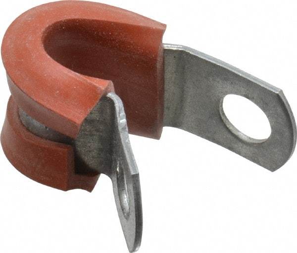 Made in USA - 1/4" Pipe, 1/4" Rod, Cushion Clamp - Gray & Red, Galvanized Steel & Silcone Cushion - Best Tool & Supply