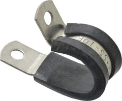 Made in USA - 5/8" Pipe, 5/8" Rod, Cushion Clamp - Gray & Black, Grade 304 Stainless Steel & EPDM Cushion - Best Tool & Supply