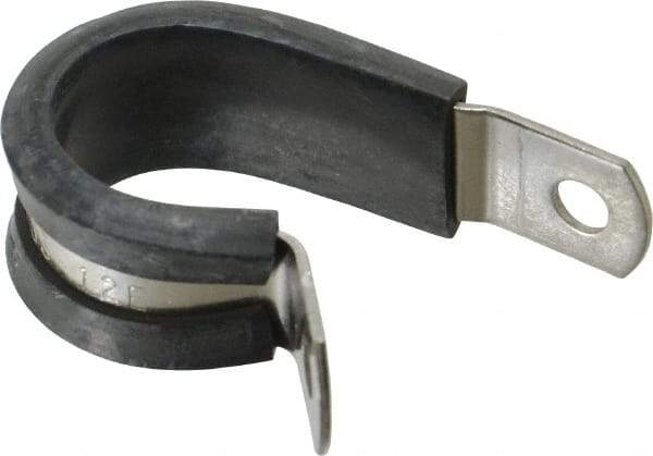 Made in USA - 3/4" Pipe, 3/4" Rod, Cushion Clamp - Gray & Black, Grade 304 Stainless Steel & EPDM Cushion - Best Tool & Supply