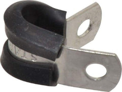 Made in USA - 1/4" Pipe, 1/4" Rod, Cushion Clamp - Gray & Black, Grade 304 Stainless Steel & EPDM Cushion - Best Tool & Supply