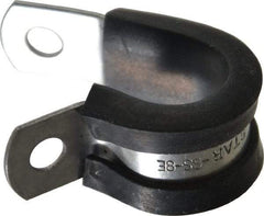 Made in USA - 1/2" Pipe, 1/2" Rod, Cushion Clamp - Gray & Black, Grade 304 Stainless Steel & EPDM Cushion - Best Tool & Supply