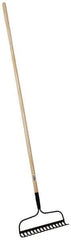 PRO-SOURCE - Bow Rake with 54" Straight Wood Handle - 14-11/16" Blade Width, 15 Tines, 2-1/2" Tine Length - Best Tool & Supply