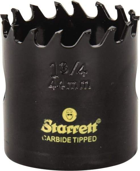 Starrett - 1-3/4" Diam, 1-5/8" Cutting Depth, Hole Saw - Carbide-Tipped Saw, Toothed Edge - Best Tool & Supply