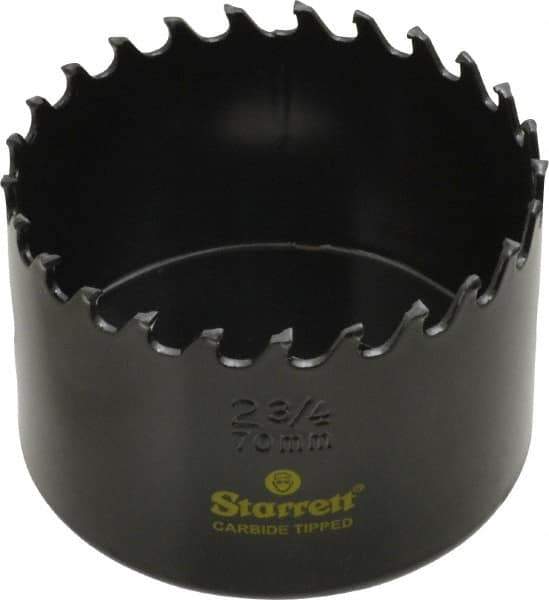 Starrett - 2-3/4" Diam, 1-5/8" Cutting Depth, Hole Saw - Carbide-Tipped Saw, Toothed Edge - Best Tool & Supply