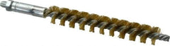 Schaefer Brush - 4" Brush Length, 5/8" Diam, Double Stem, Single Spiral Tube Brush - 6-1/4" Long, Brass, 1/4-28 Male Connection - Best Tool & Supply