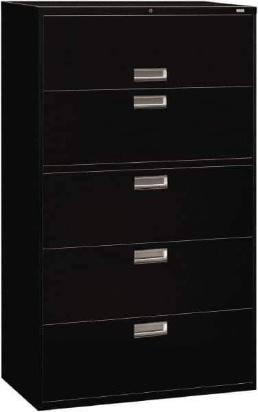 Hon - 42" Wide x 67" High x 19-1/4" Deep, 5 Drawer Roll-Out, Roll-Out Posting - Steel, Black - Best Tool & Supply