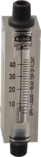 King - 1/4" FNPT Port Block Style, Inline Flowmeter - 100 Max psi, 44 GPH, Acrylic - Best Tool & Supply