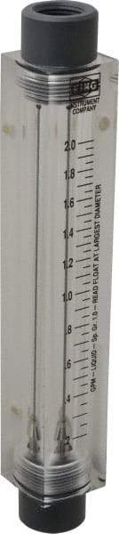 King - 1/2" FNPT Port Block Style, Inline Flowmeter - 100 Max psi, 2 GPM, Acrylic - Best Tool & Supply