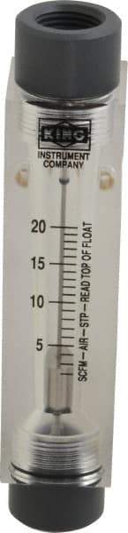 King - 1/2" FNPT Port Block Style, Inline Flowmeter - 125 Max psi, 20 SCFM, Acrylic - Best Tool & Supply