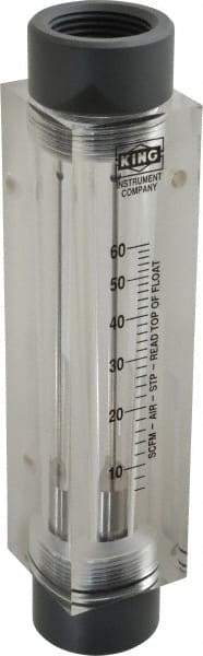 King - 1" FNPT Port Block Style, Inline Flowmeter - 125 Max psi, 60 SCFM, Acrylic - Best Tool & Supply