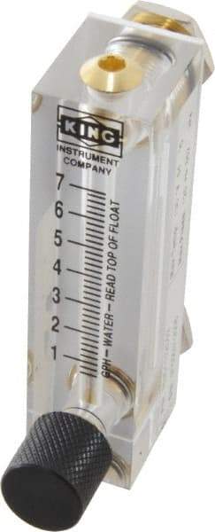 King - 1/4" F Port Block Style Panel Mount Flowmeter - 100 Max psi, 7 GPH, Acrylic - Best Tool & Supply