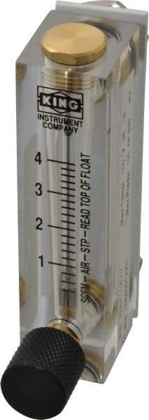 King - 1/4" F Port Block Style, Panel Mount Flowmeter - 125 Max psi, 4 SCFM, Acrylic - Best Tool & Supply