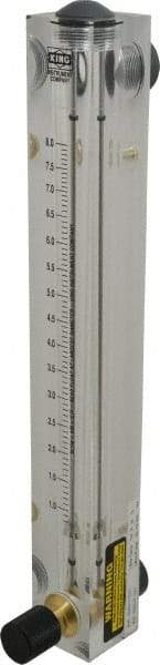 King - 1/2" F Port Block Style, Panel Mount Flowmeter - 125 Max psi, 8 SCFM, Acrylic - Best Tool & Supply