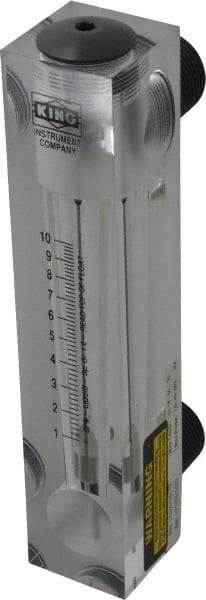 King - 1" M Port Block Style Panel Mount Flowmeter - 100 Max psi, 10 GPM, Acrylic - Best Tool & Supply