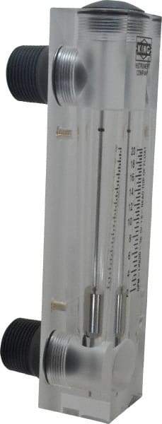 King - 1" M Port Block Style Panel Mount Flowmeter - 100 Max psi, 20 GPM, Acrylic - Best Tool & Supply